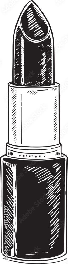 Lipstick Linear Drawing Sketched Art Black and White Line Vector Illustration Lipstick Linear Drawing Sketched Art Black and White Line Vector Illustration