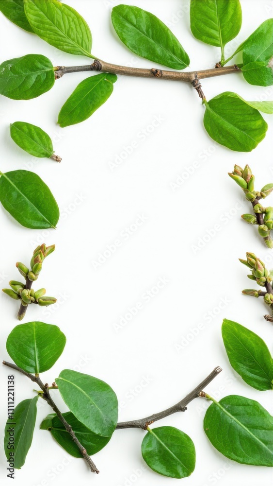 Picture of a frame made of leaves and branches Picture of a frame made of leaves and branches