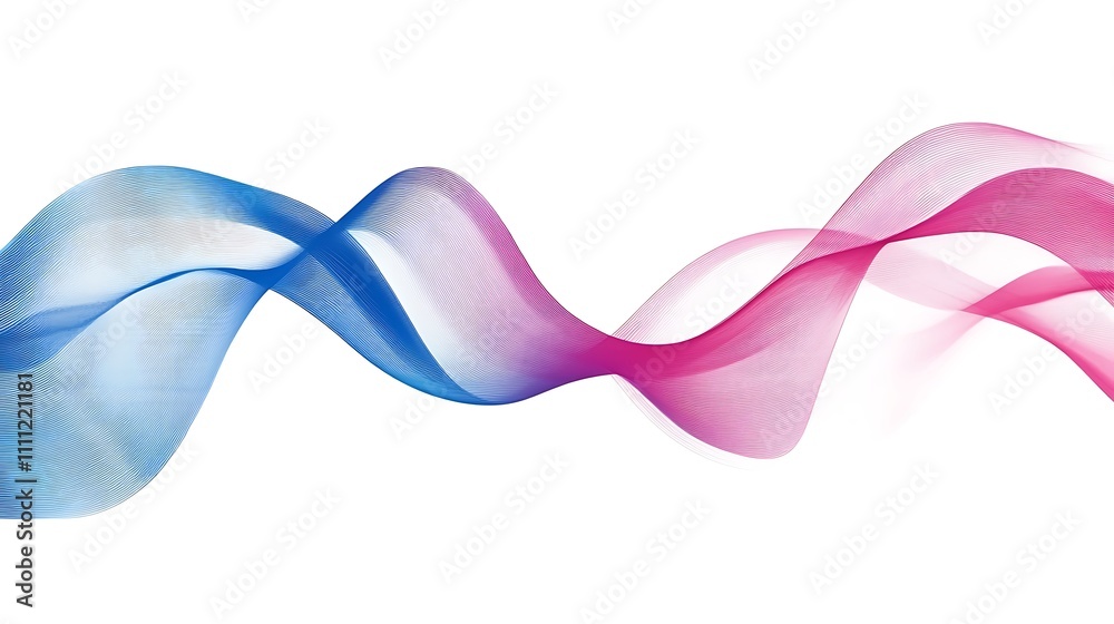 Abstract design featuring flowing blue and pink waves on a white background. Abstract design featuring flowing blue and pink waves on a white background.