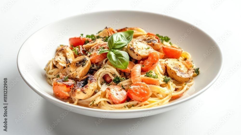 Delicious Pasta Dish with Mushrooms and Tomatoes Delicious Pasta Dish with Mushrooms and Tomatoes