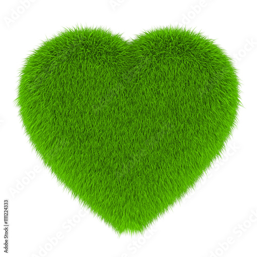 Grassy Heart, 3D rendering isolated on transparent background