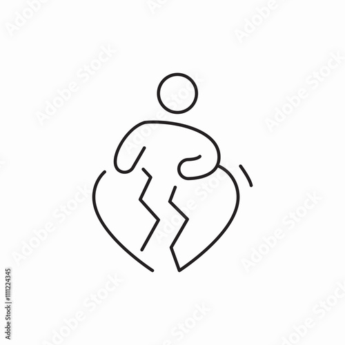 human broken heart icon sign vector
