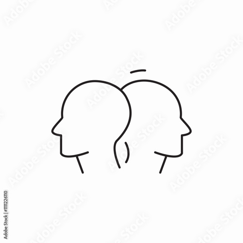 two human head icon sign vector