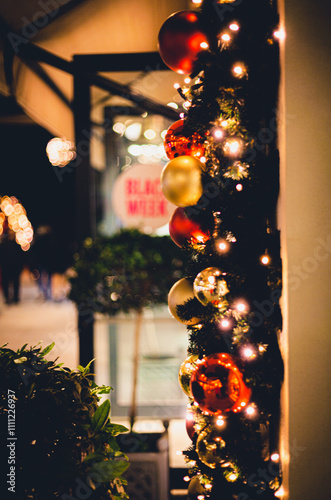 christmas tree in the city at night