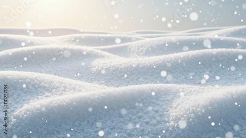 Serene Snow Field, Undulating White Winter Landscape photo