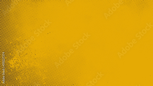 Yellow orange Grunge halftone pattern. Retro comic gradient background. Wall paint texture,  pixilated dot cartoon texture. Pop art faded gradient pattern. Vector backdrop