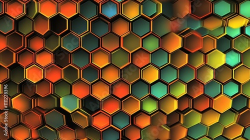 Hexagon pattern, abstract, colorful geometric vector background