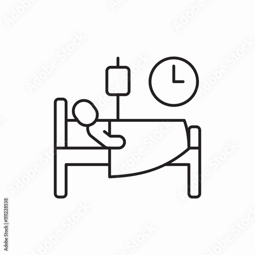 patient on hospital bed icon sign vector