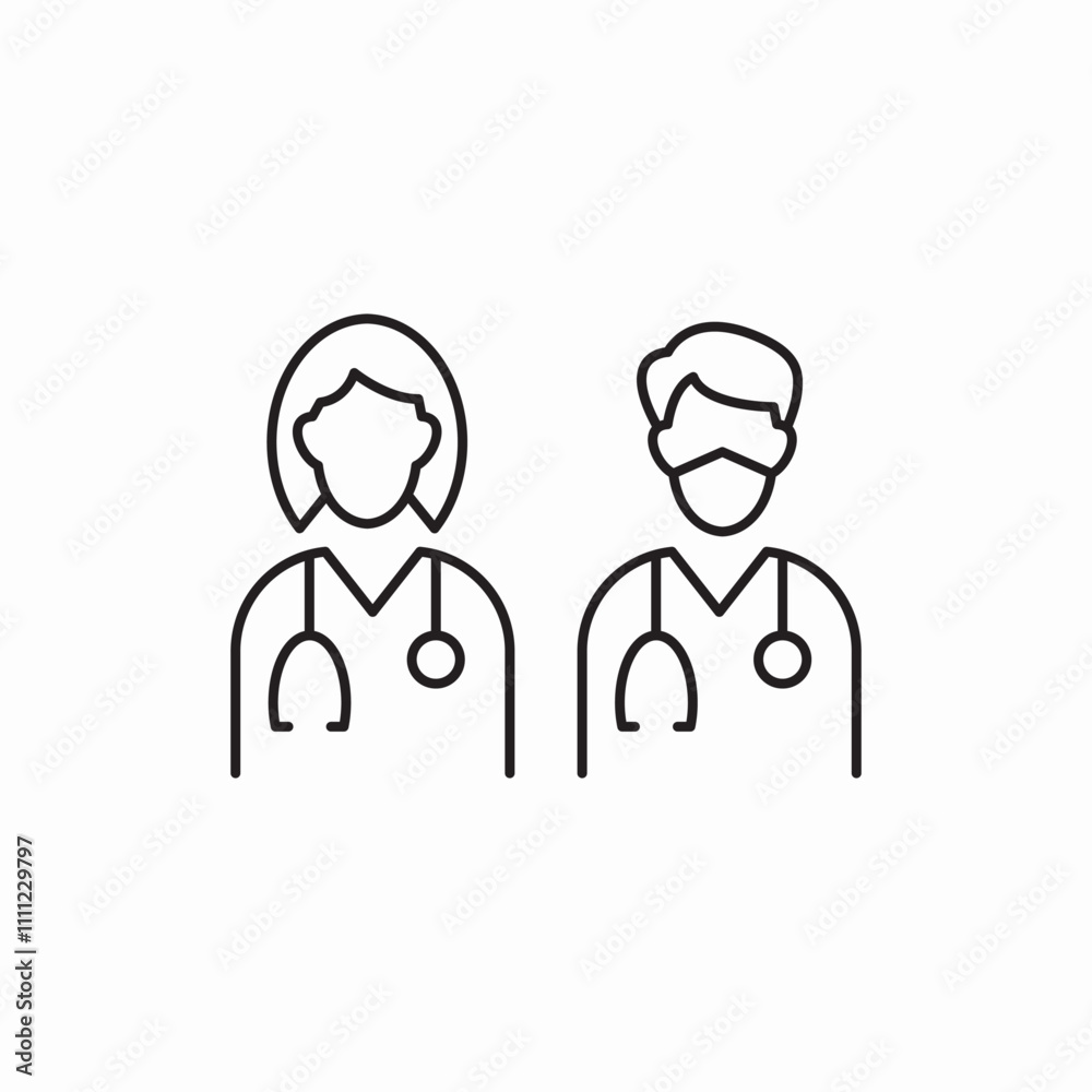 woman and man doctor icon sign vector woman and man doctor icon sign vector