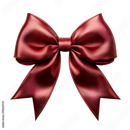 Bright red christmas bow isolated on transparent background