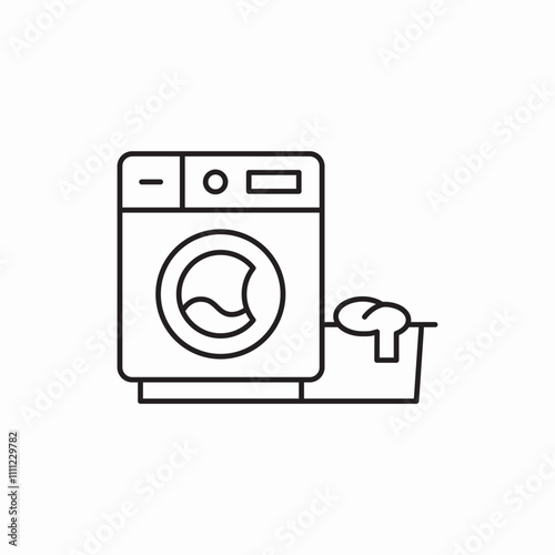 washing machine and dirty clothing icon sign vector
