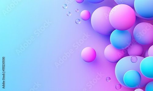 Abstract 3D Spheres with Gradient Colors in Blue and Purple on a Soft Background 3d render