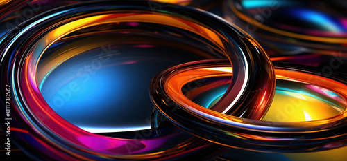 Abstract Glass and Metal Spiral Design 3d render