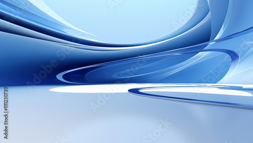 Abstract Blue Wave Design with Smooth Curves - Minimalistic and Modern Background Concept
