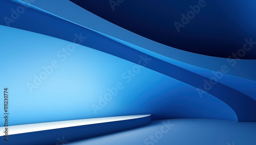 Abstract Blue Wave Design with Smooth Curves - Minimalistic and Modern Background Concept