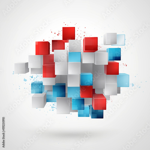 Abstract background with colourful cubes, 3d render