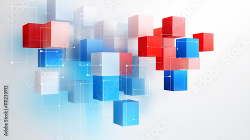 Abstract background with colourful cubes, 3d render