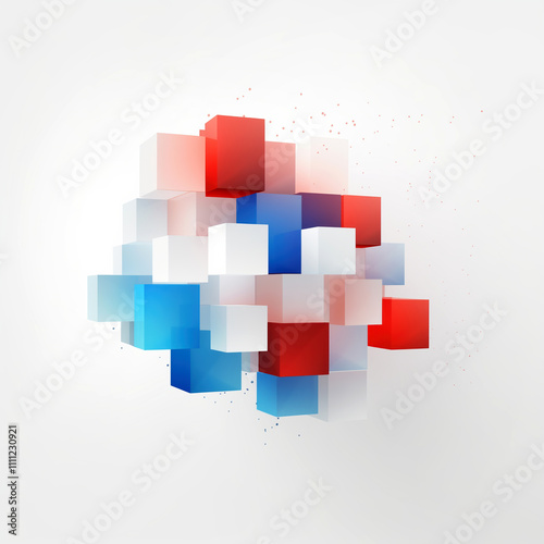 Abstract background with colourful cubes, 3d render