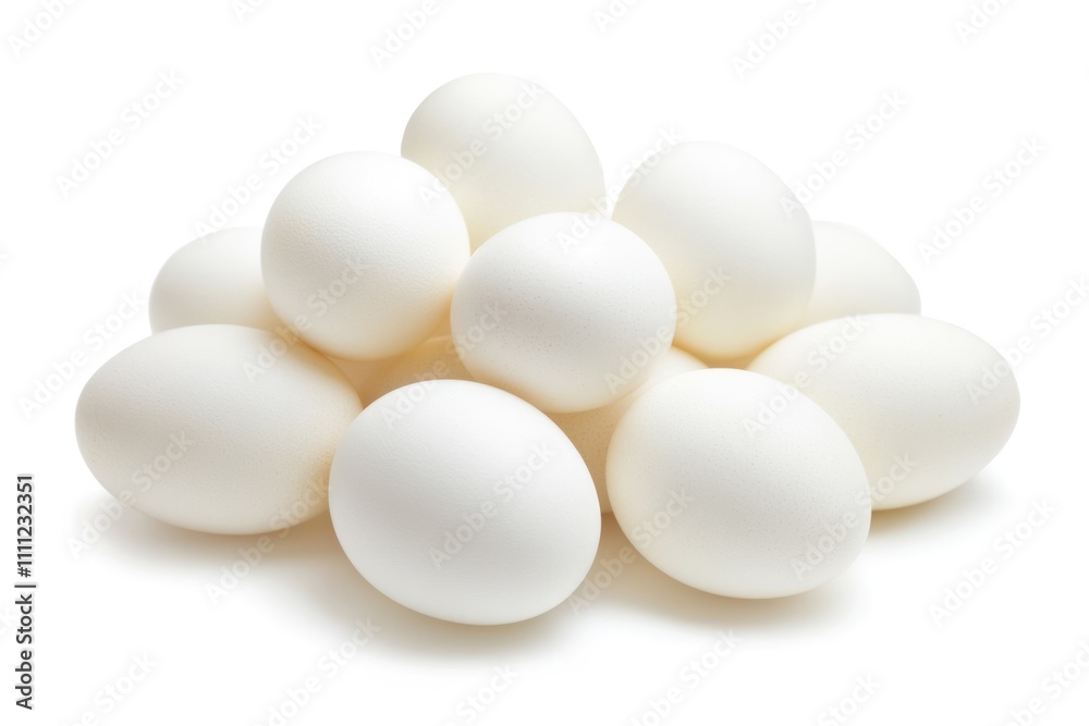 Pristine White Eggs Nestled on a White Surface - Fresh Ingredients for a Healthy Diet Pristine White Eggs Nestled on a White Surface - Fresh Ingredients for a Healthy Diet