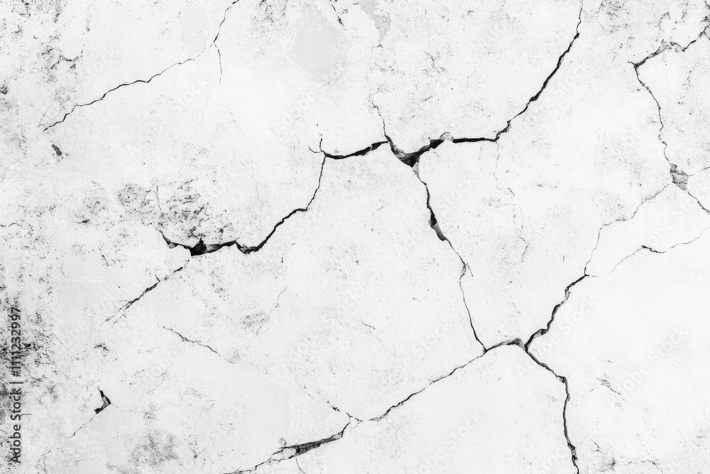 Obraz premium Weathered Fissures on Antique White Wall Texture: Grunge Details for Rustic Backdrop Design
