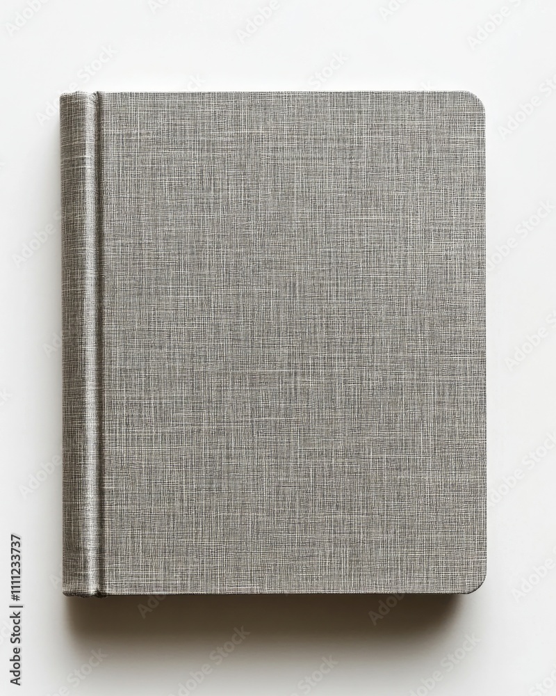 Minimalist Light Gray Fabric Cover on Blank Hardcover Book, Isolated on White Background for Clean Document Design and Copy Template Minimalist Light Gray Fabric Cover on Blank Hardcover Book, Isolated on White Background for Clean Document Design and Copy Template
