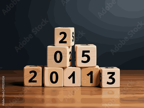 The number year 2025 wooden cubes. Financial annual plan for save money, Budget, tax, investment, financial, savings, and New Year Resolution retirement concept.