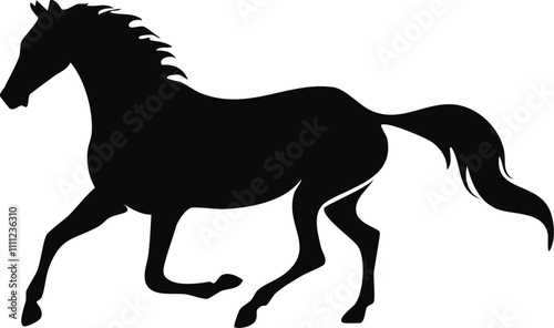 Hand drawn running horse silhouette illustration