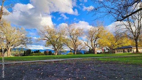 Sunny day at park on Autumn day