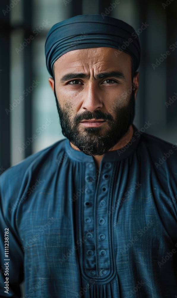portrait of an islamic arab man in fashion appearance wearing turban and cap ai generated portrait of an islamic arab man in fashion appearance wearing turban and cap ai generated