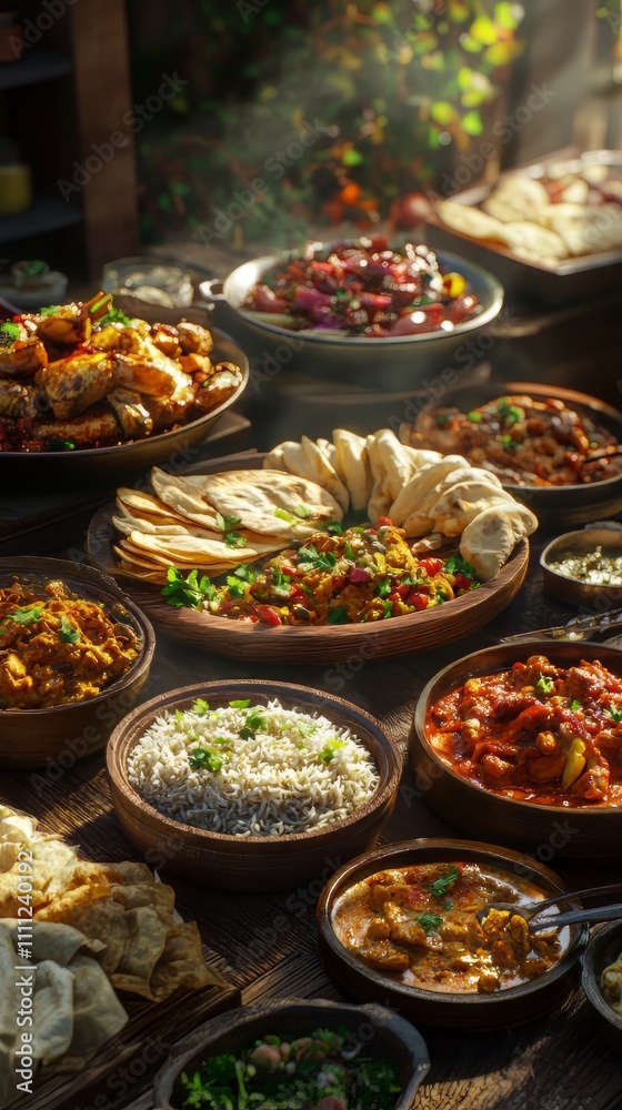 Indian food buffet on a wooden table. indian food. Ultra realistic. Photorealistic hypermaximalist advertising photography hyper realistic fine detail Indian food buffet on a wooden table. indian food. Ultra realistic. Photorealistic hypermaximalist advertising photography hyper realistic fine detail