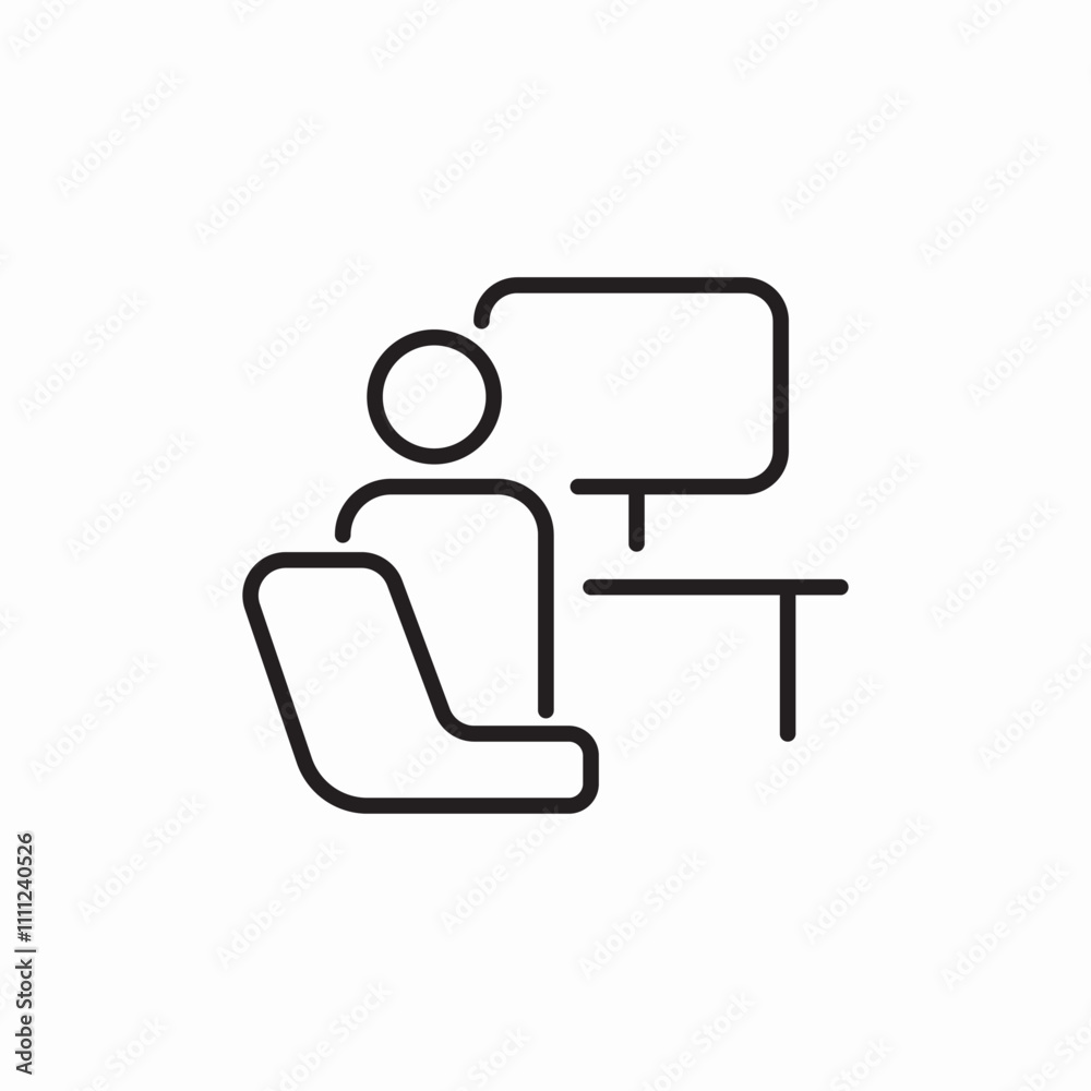 working place desk chair icon sign vector