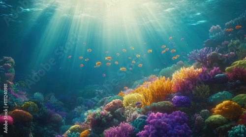 Wallpaper Mural Vibrant Underwater Scene with Colorful Coral Reef and Tropical Fish Swimming in Sunlit Ocean Depths Creating a Serene and Picturesque Aquatic Environment Torontodigital.ca