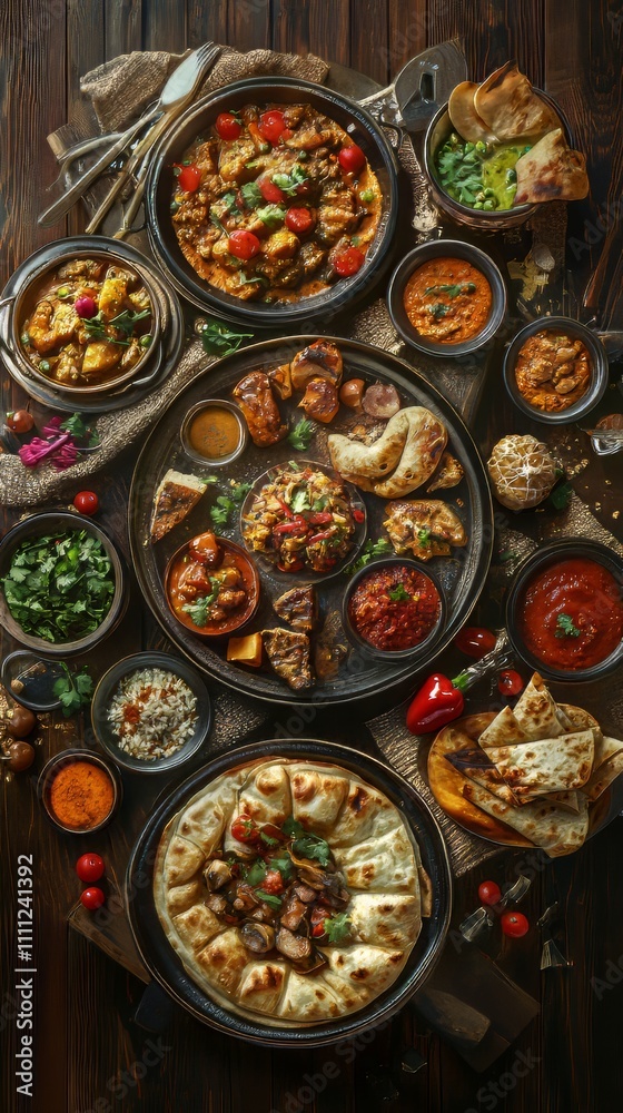 Top down of various appetising indian dishes on table. indian food. Ultra realistic. Photorealistic hypermaximalist advertising photography hyper realistic fine detail Top down of various appetising indian dishes on table. indian food. Ultra realistic. Photorealistic hypermaximalist advertising photography hyper realistic fine detail
