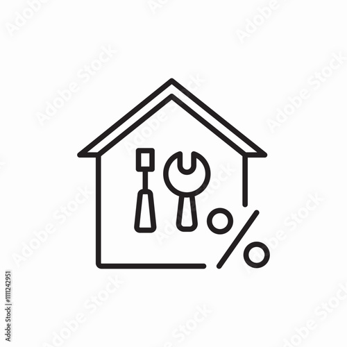 house repair discount icon sign vector