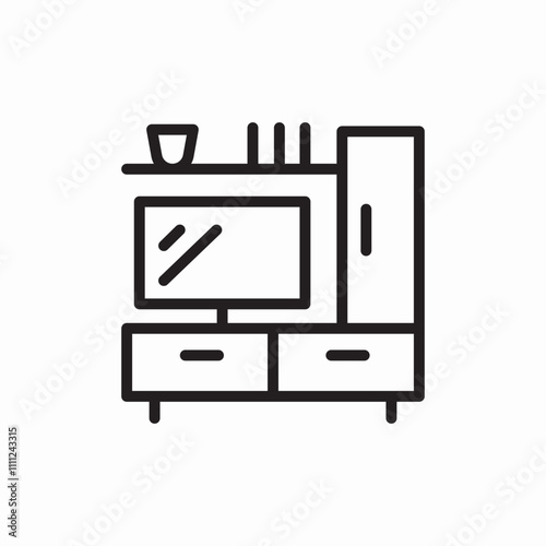 tv set cabinet icon sign vector