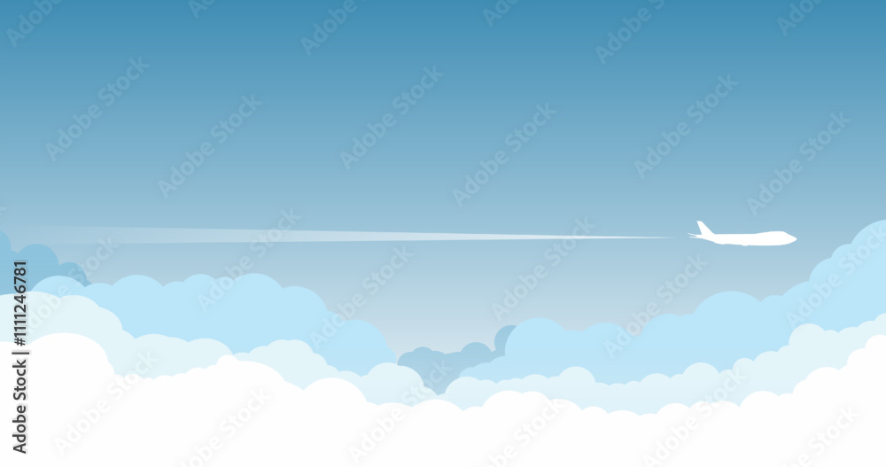 Fototapeta premium airplane flying over the cloud background