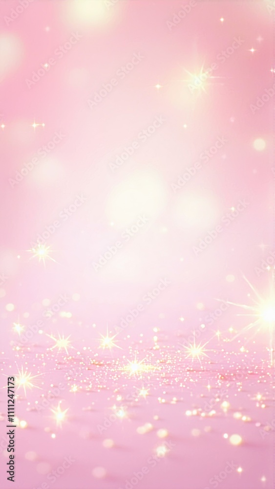 Sparkling stars are scattered on a pink background with a soft focus Sparkling stars are scattered on a pink background with a soft focus