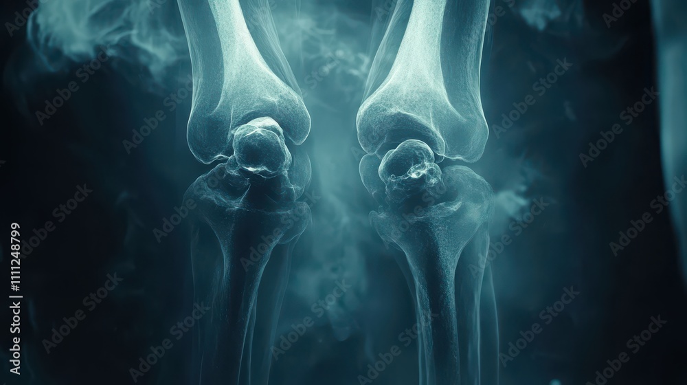 Detailed X-ray Image of Human Knees Showing Joint Structure and Bone ...