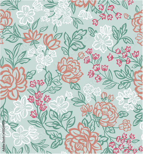 Boho Floral Seamless flower print Flower repeat pattern floral print vector file