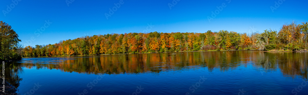 Fototapeta premium Colorful trees on the Wisconsin River in early October