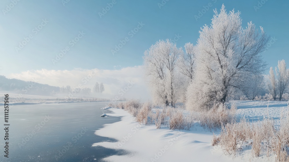 Empty panoramic winter background with copy space Empty panoramic winter background with copy space