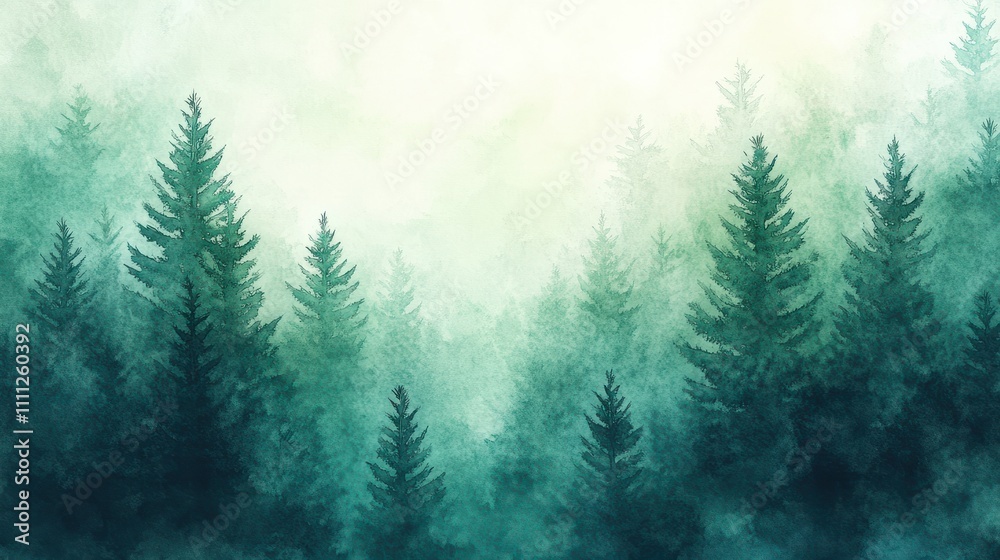 Magical forest with christmas trees and glowing lights christmas card style watercolor abstract artistic winter wonderland nature green woodland holiday background backdrop wallpaper with copy space. Magical forest with christmas trees and glowing lights christmas card style watercolor abstract artistic winter wonderland nature green woodland holiday background backdrop wallpaper with copy space.