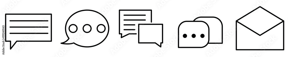 Message icon, Envelope mail icon set. newsletter web buttons. Message, talk, chat, speech bubble, sms, dialogue editable stroke outline icon. Message icon, Envelope mail icon set. newsletter web buttons. Message, talk, chat, speech bubble, sms, dialogue editable stroke outline icon.