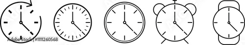 Clock icon set. Time icon vector. watch icon symbol. Clock, stopwatch, hand watch. EPS 10