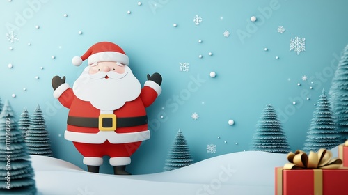 modern christmas backdrop with simple shapes forming santa photo