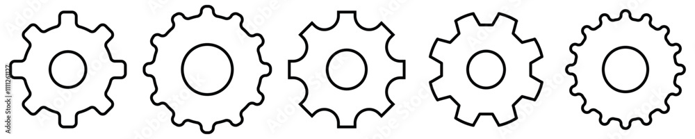 Gear icon, Gear setting icon set. setting sign . cogs symbol . gear wheel mechanism . black outline. Gear icon, Gear setting icon set. setting sign . cogs symbol . gear wheel mechanism . black outline.