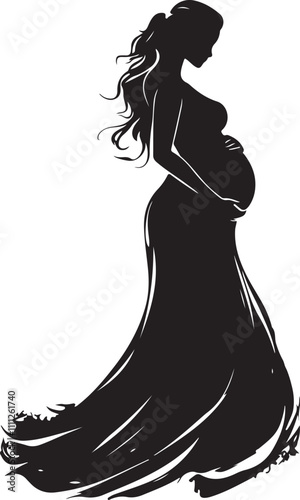 Pregnant Woman Silhouette Vector Illustration