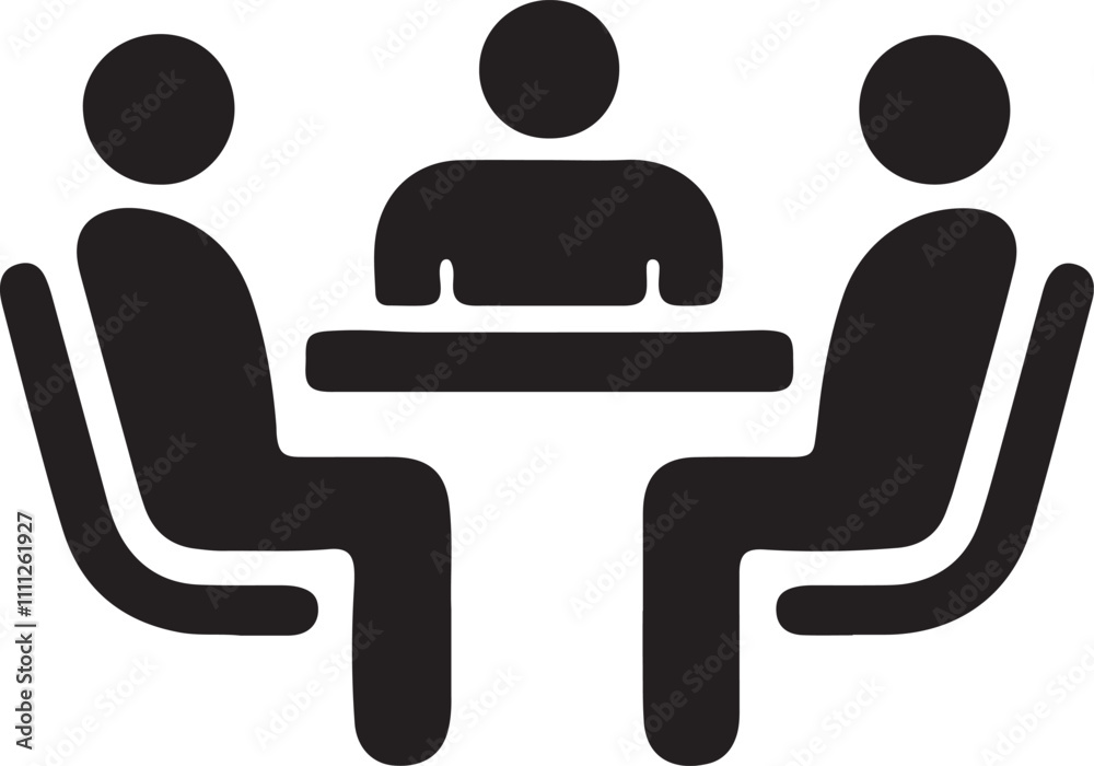 Illustration of an icon of three stickmen sitting and having a discussion Illustration of an icon of three stickmen sitting and having a discussion
