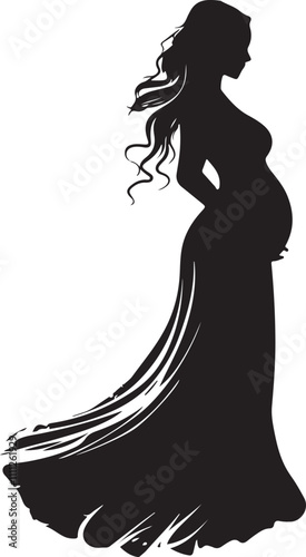 Pregnant Woman Silhouette Vector Illustration