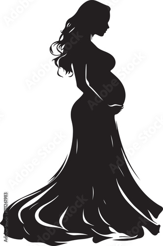 Pregnant Woman Silhouette Vector Illustration